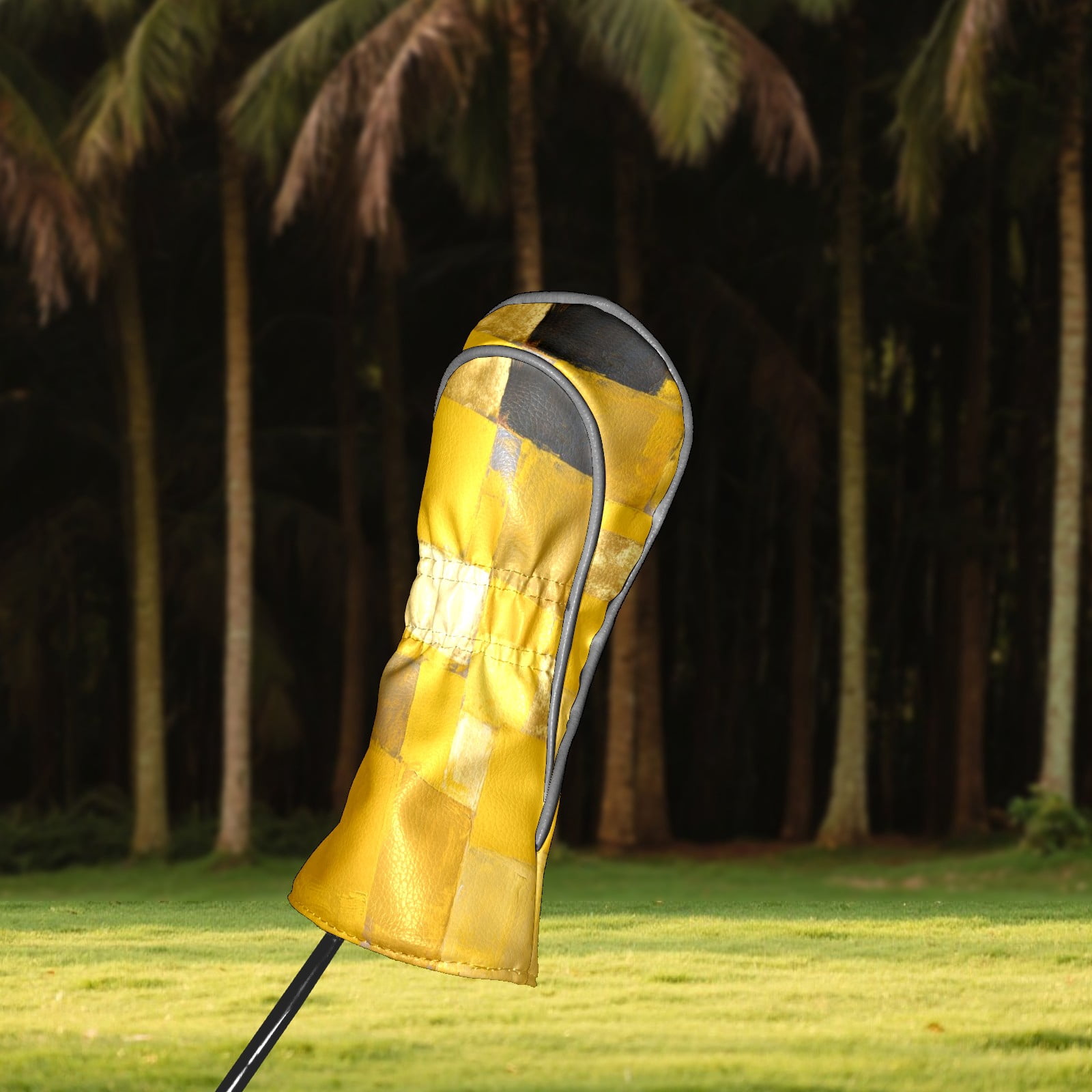 Golf Club Covers, Abstract Art Painting Premium PU Leather Driver Hybrid Putter Head Covers with Velvet Lining, Waterproof Golf Gifts for Men Women