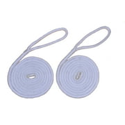 1/4" White Fender Line For Boats - Double Braided Nylon 6 Feet Marine Rope - 2 Pack