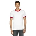 thumbnail image 1 of American Apparel Poly-Cotton Short-Sleeve Ringer T-Shirt (BB410) White/Red, L, 1 of 2