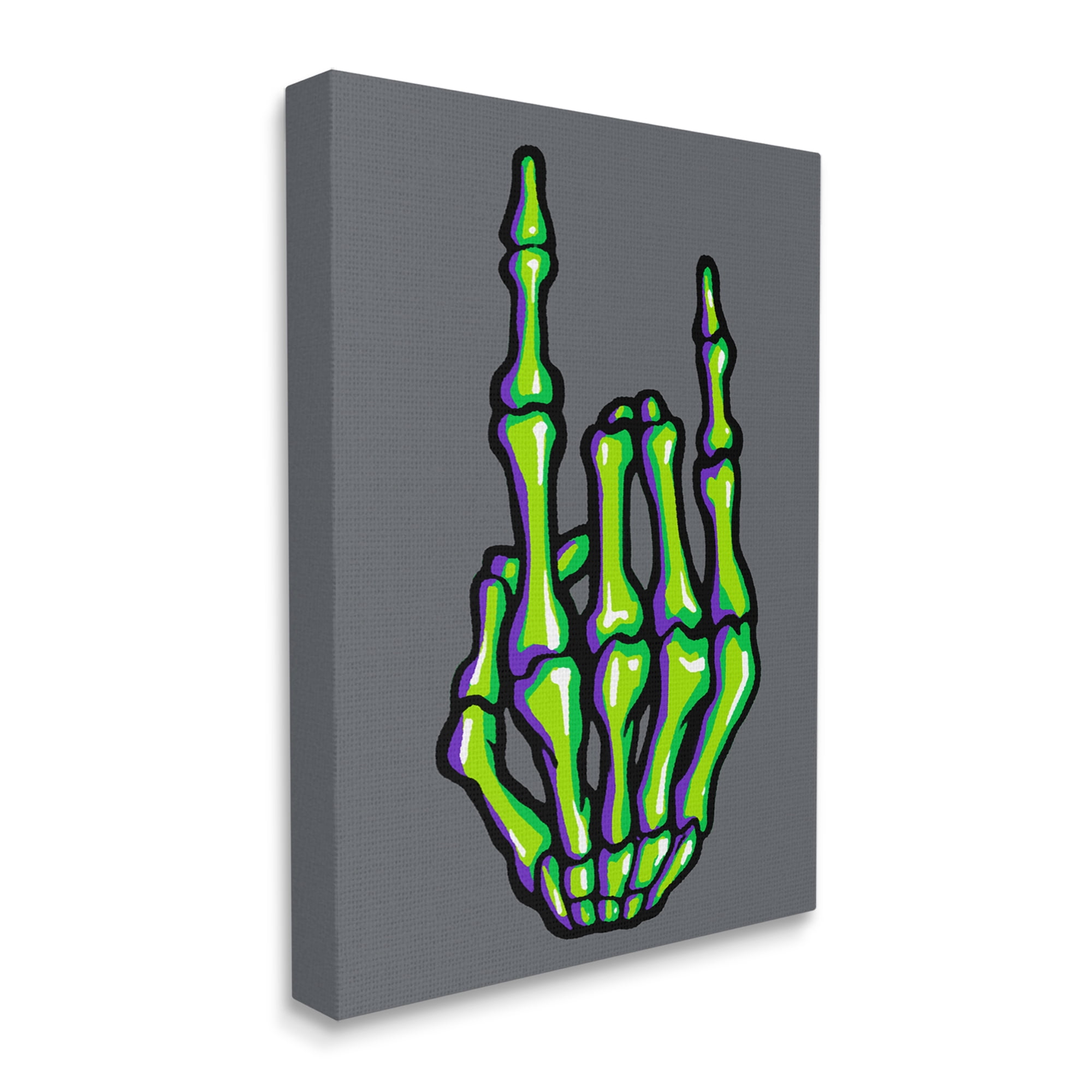 Stupell Industries Rock On Skeleton Hand Holiday Painting Gallery Wrapped Canvas Print Wall Art, 36 x 48