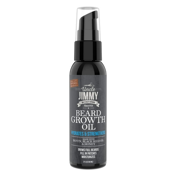 Uncle Jimmy Beard Growth Oil With Biotin | Natural Beard Care For Thicker Fuller Healthier Beard | Men'S Facial Hair Treatment For Grooming | Increases Thickness And Volume 2 Fl Oz