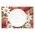thumbnail image 2 of Strawberry with Flowers 4 PCs Placemats Set Linen Non-Slip Table Mat Rectangular Washable for Dining Kitchen Party 12"x18", 2 of 8