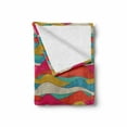thumbnail image 2 of Abstract Soft Flannel Fleece Throw Blanket, Vibrant Colored Hand-drawn Wave Pattern Colorful Retro Style Funky Illustration, Cozy Plush for Indoor and Outdoor Use, 50" x 60", Multicolor, by Ambesonne, 2 of 6