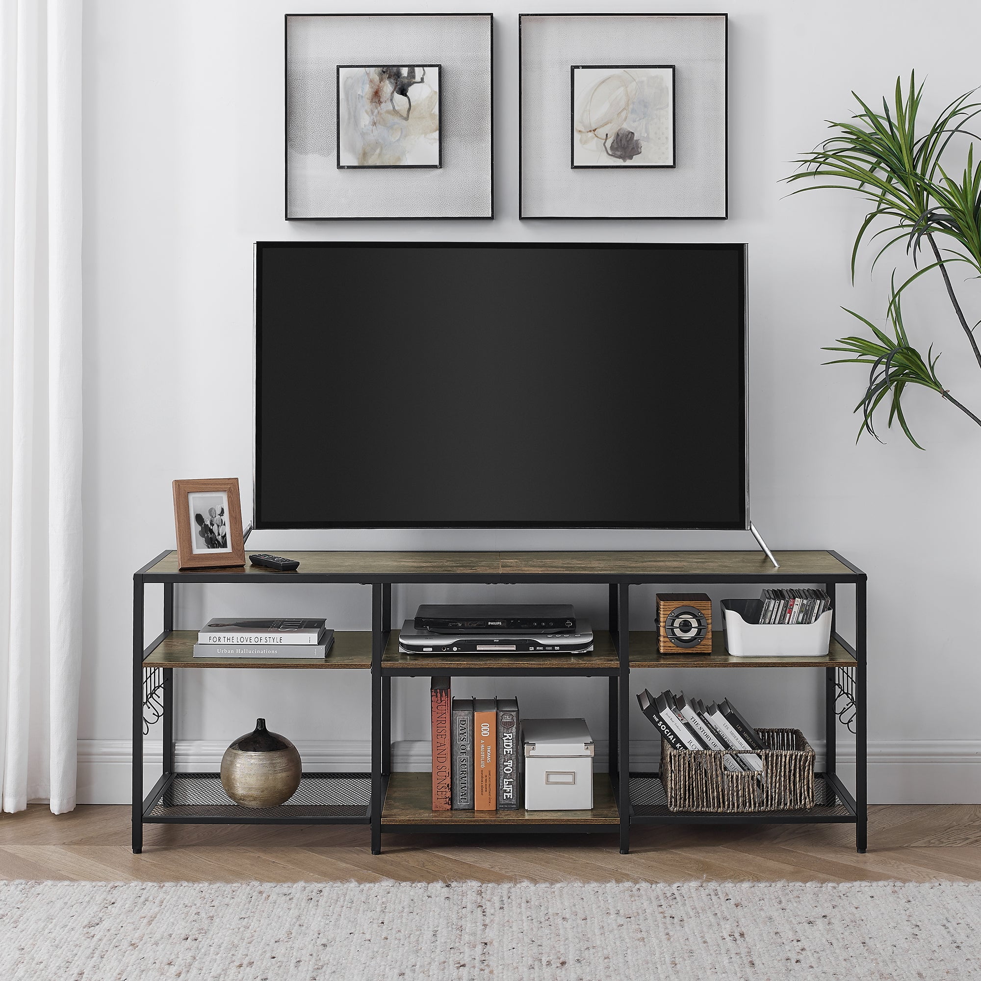 VECELO TV Stand for TV up to 60 inch, Entertainment Center TV