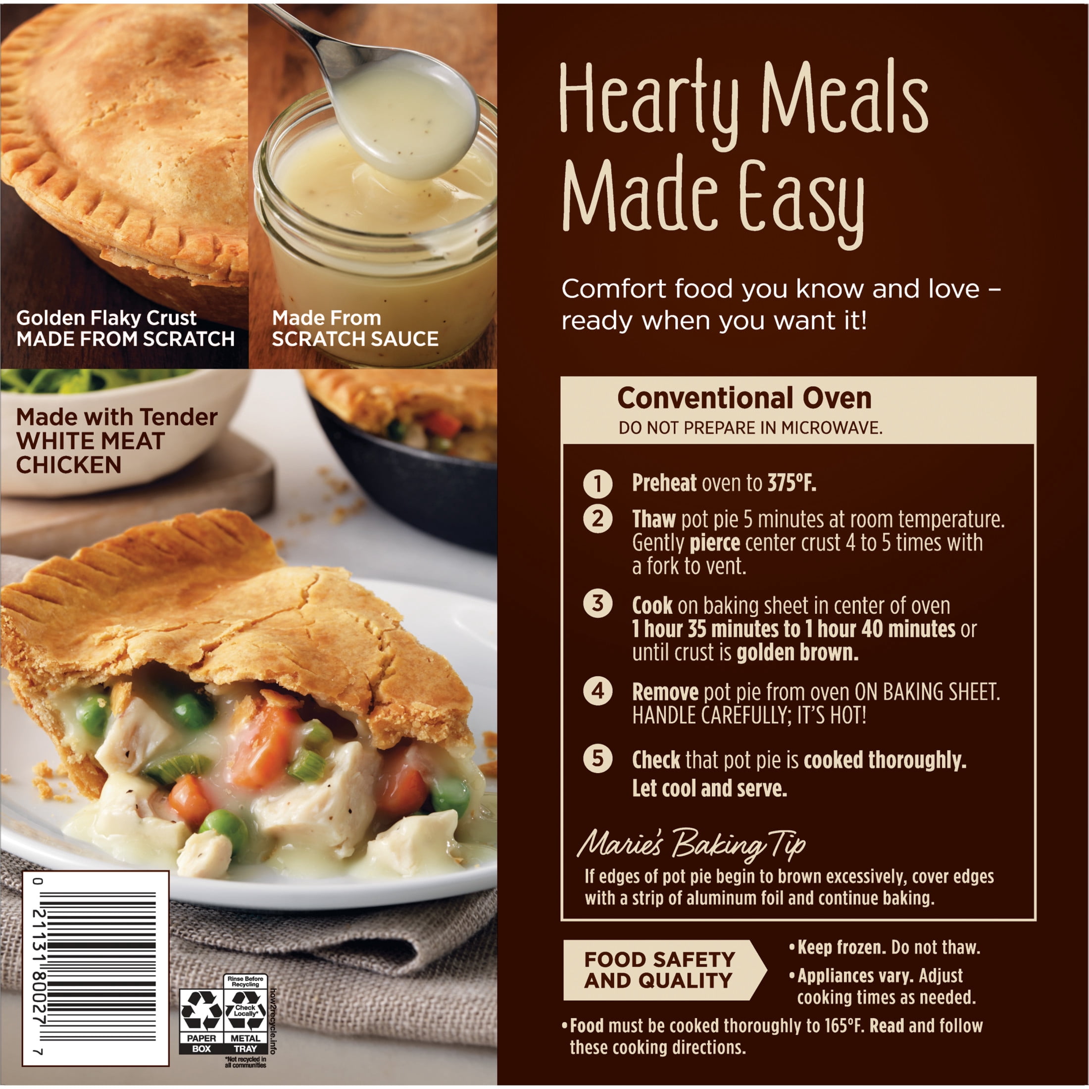 Marie Callender's Chicken Pot Pie, Family Size, Frozen Meal, 45 oz.