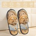 thumbnail image 2 of Balery Girl Hugging Dog Flowers Pantuflas de Casa de Felpa Silenciosas con Diseño Estampado, Zapatillas Cómodas Antideslizantes de Algodón para Interior-Medium, 2 of 8