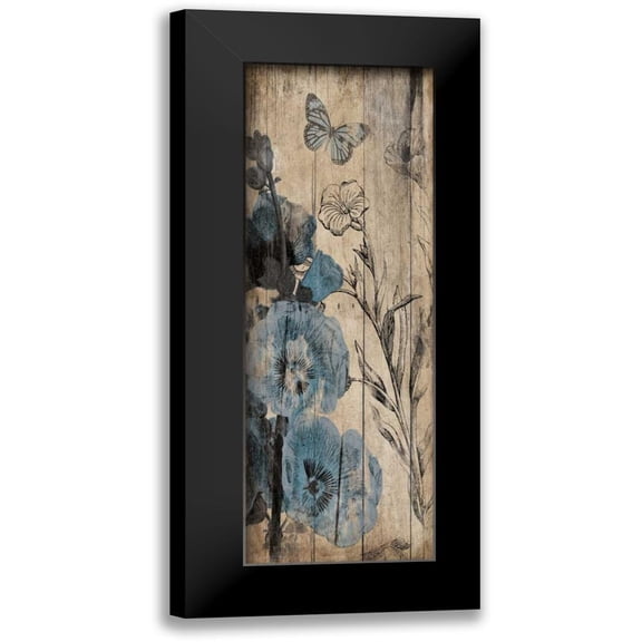 Grey, Jace 7x14 Black Modern Framed Museum Art Print Titled - Wood Floral blue