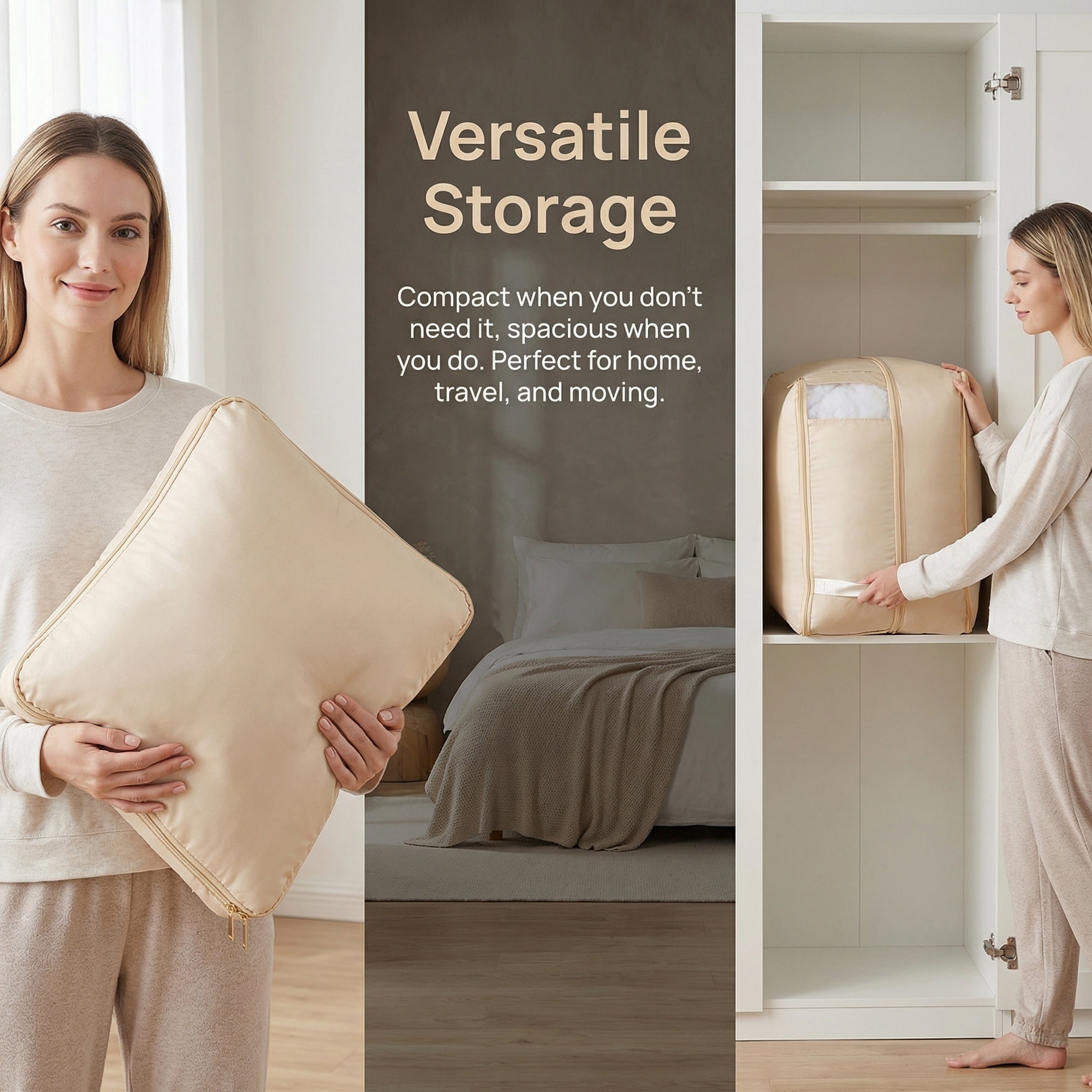 Unique Bargains Storage Bag for Organizing Closet with Handles Beige 20.5"x16.5"x11.8"