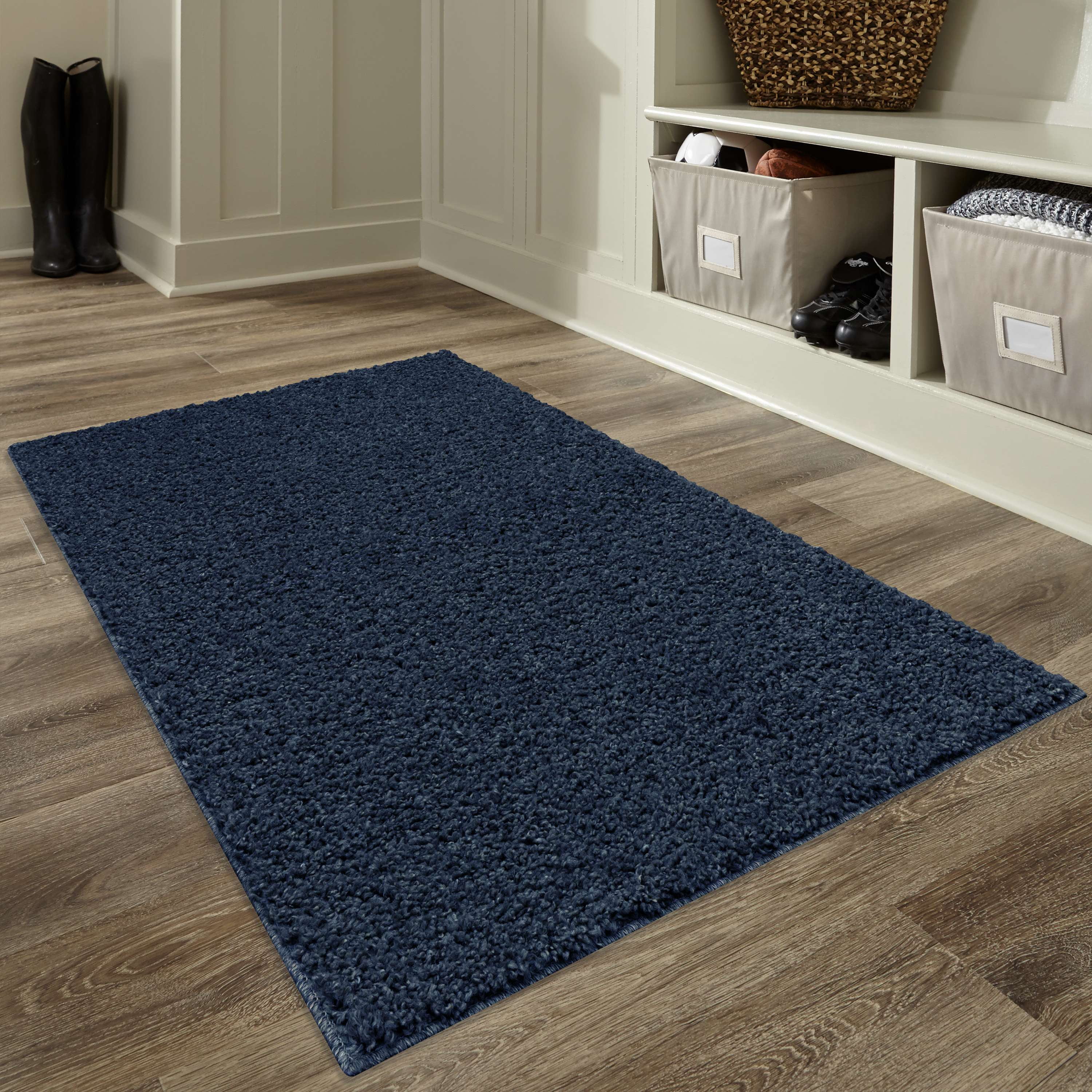 (2 pack) Mainstays Traditional Navy Heather Shag Indoor Accent Rug, 2'6" x 3'10"