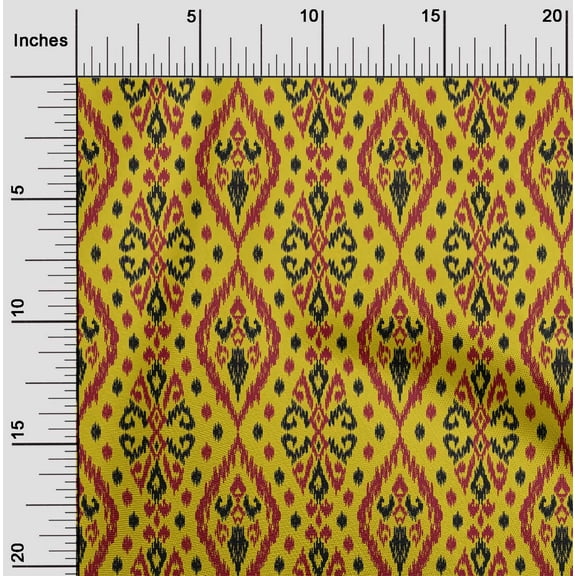 oneOone Organic Cotton Poplin Twill Fabric Geometric Ikat Print Fabric By Yard 42 Inch Wide