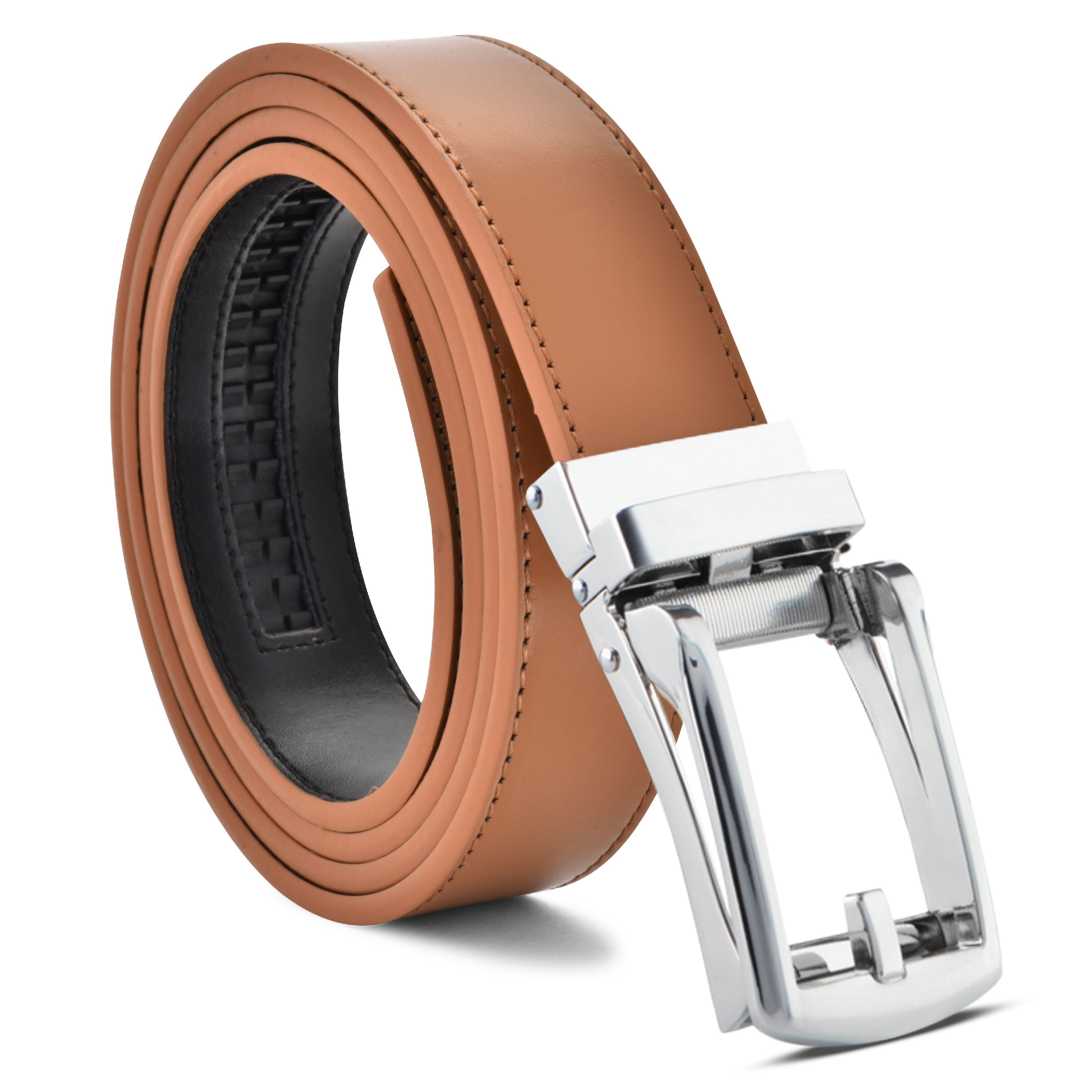 Mark Fred Mark Fred Men's Ratchet Belts for Men Slide Dress Tan Strap