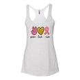 thumbnail image 3 of Wild Bobby, Peace Love Breast Cancer Awareness Breast Cancer Awareness Tri-Blend Racerback Tank Top, Heather White, Large, 3 of 5