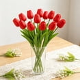 thumbnail image 5 of Hyknon Artificial Tulips Flowers, Faux Silk Flower Picks with Stems, Realistic Bendable DIY Floral Bundles, Real Touch Fade Resistan Bouquet Decor for Indoor Decor Table Centerpieces Wedding Home 13", 5 of 6