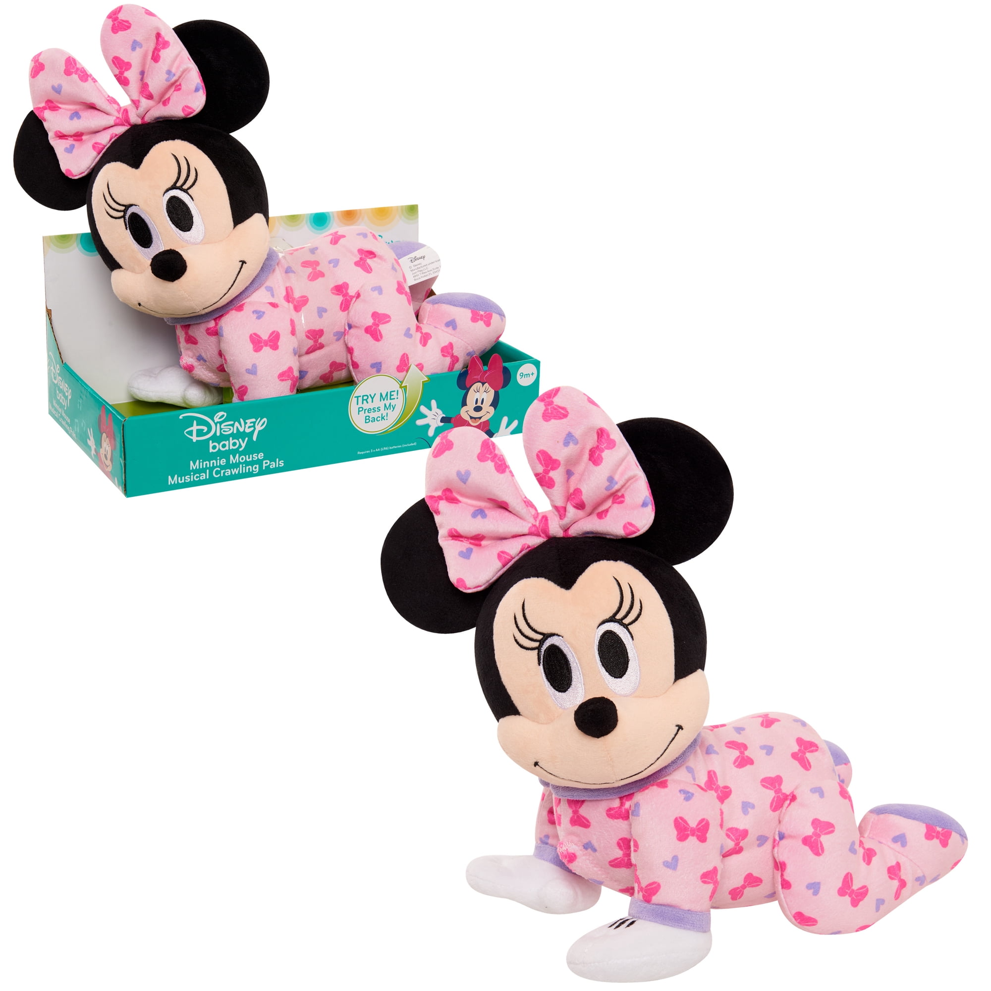 Disney Baby Musical Crawling Pals Plush Minnie Officially Licensed Kids Toys for Ages 09 Month Gifts and Presents