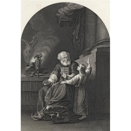 Samuel & Eli Engraved by S Allen After J S Copley From The National Illustrated Family Bible Published C1870 Poster Print Large - 24 x 34