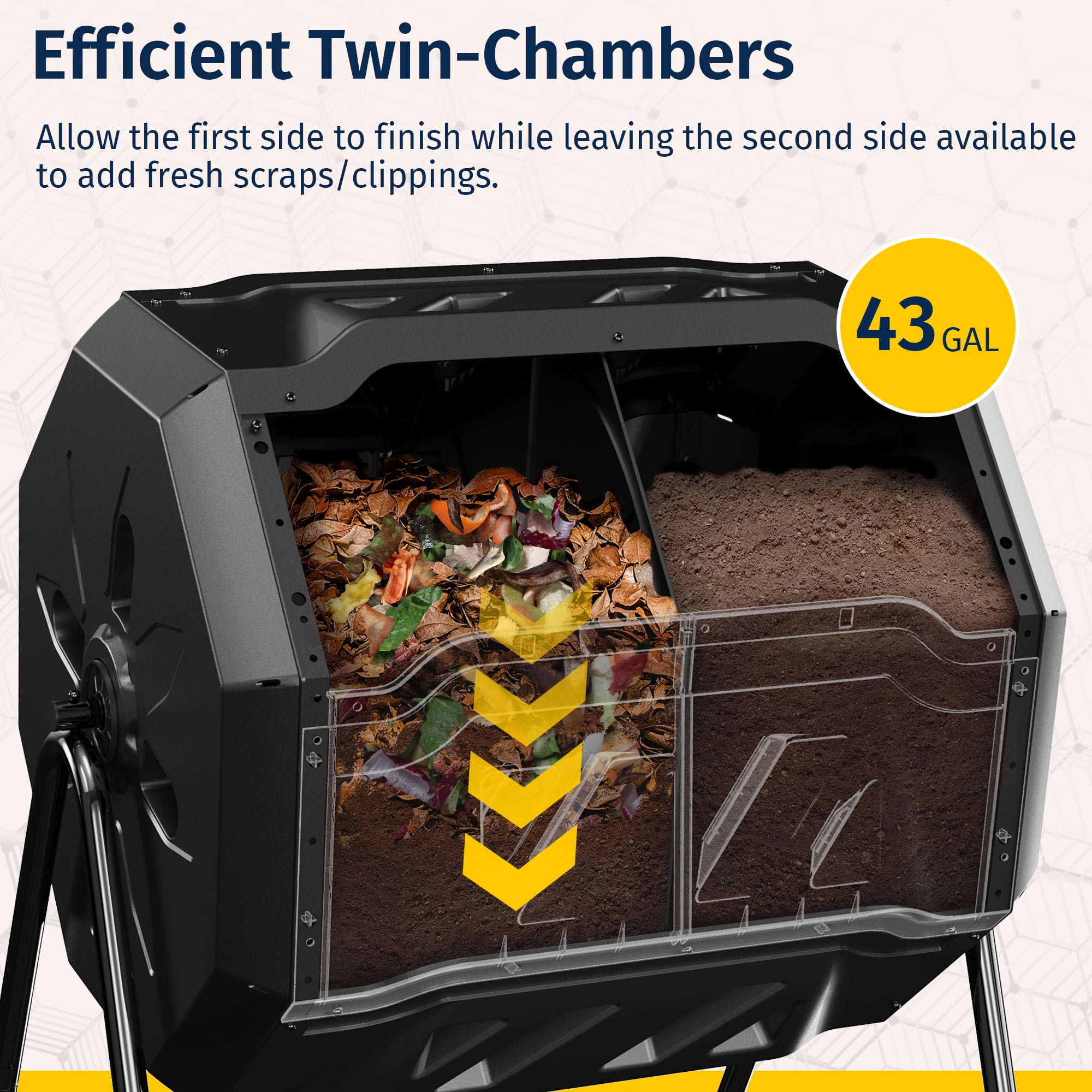 EAST OAK 43 Gal Outdoor Composter Tumbling Compost Bin