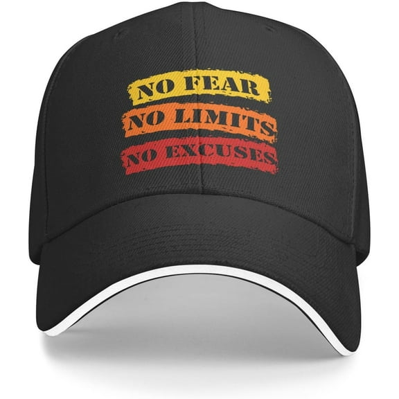 No Fear No Limits No Excuses Trucker Hat Baseball Cap Funny Outdoor Travel Dad Caps