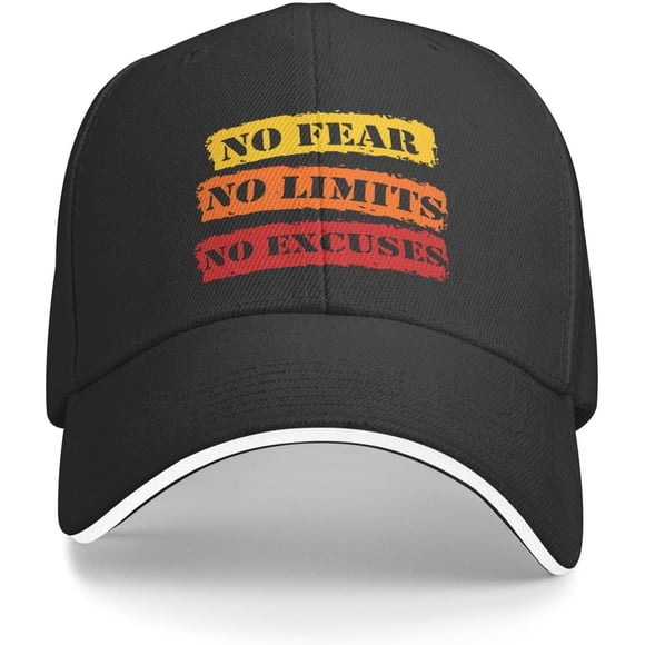 No Fear No Limits No Excuses Casquette de Camionneur Casquette de Baseball Drôle pour Voyage en Plein Air