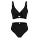thumbnail image 5 of Traje de baño de bikini liso sin mangas para mujer, traje de baño push-up acolchado, conjuntos de blusa de traje de baño de poliéster para mujer, 5 of 6
