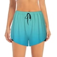 thumbnail image 2 of Balery Teal Turquoise Pantalones cortos deportivos para mujer con forro y dos bolsillos, elásticos, para entrenamiento, gimnasio, yoga-Large, 2 of 7