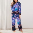 thumbnail image 2 of Honeii Book Glowing Mushrooms print Women's Pajama Sets Long Sleeve Button Down Sleepwear Nightwear Soft Pjs Lounge Sets-Medium, 2 of 7