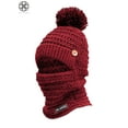 thumbnail image 2 of Luxtrada Womens Knit Scarf Hat Set Winter Warm Solid Pom Soft Venonat Beanie Caps Scarves (Red), 2 of 7