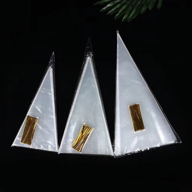 Bolsa triangular, bolsa de caramelos, bolsa triangular transparente de polipropileno, bolsa para envasar helado, cono de palomitas de maíz