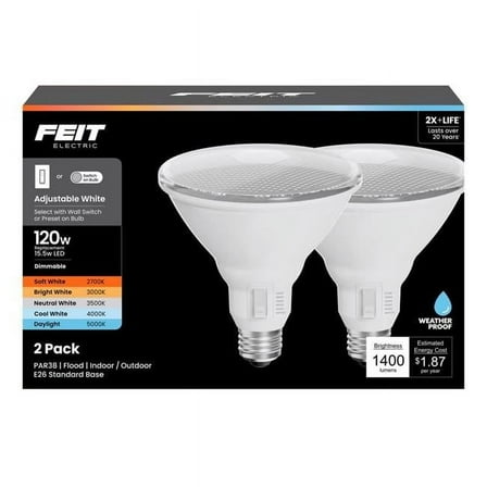 Feit Electric 3018689 120W E26 Adjustable Medium Equivalence LED Bulb, White - Pack of 2