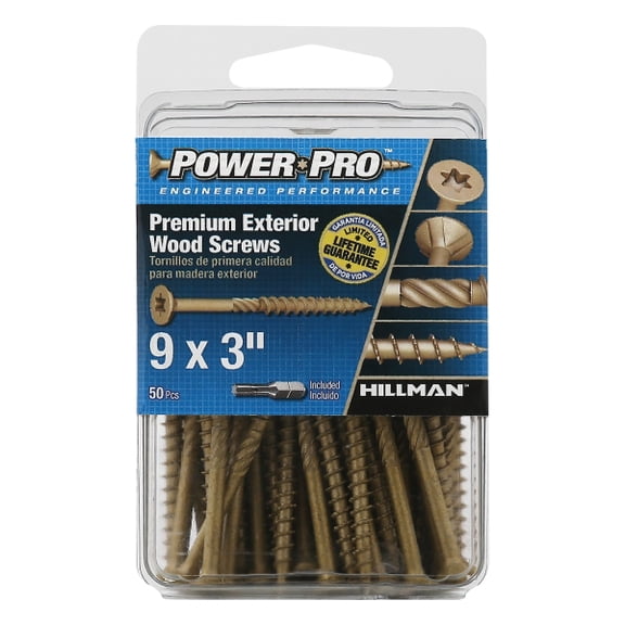 Hillman 42482 #9 x 3 in. Outdoor Wood Screw, 50-Pack