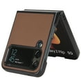 thumbnail image 3 of Case for Samsung Galaxy Z Flip 3, Carbon Fiber Leather Soft TPU Shockproof Drop Resistant Anti-Scratches Slim Folding Cover for Samsung Galaxy Z Flip 3,Brown, 3 of 6