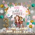thumbnail image 3 of Young Wild And Three Decorations Girl, Cheetah Jungle Safari Theme 3rd Birthday Decorations, Balloons Backdrop Happy Birthday Banner Animal Cupcake Cake Toppers Leopard Number 3 Foil Balloon, 3 of 6