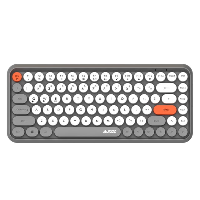 Ajazz Ajazz 308i Bluetooth Keyboard - Compact 84-Key Wireless Keyboard for Windows, iOS, Android, Mac - Stylish Grey Design with 10m Range & Noise-Reduction Keys