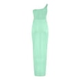 thumbnail image 4 of Eyelet Dresses for Women Sleeveless One Shoulder Twist Front Split Midi Dress Fashion Summer Bodycon Dress (XL, Mint Green), 4 of 5