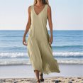 thumbnail image 4 of Admvng Robes pour Femmes Décontractées à Col en V Sans Manches Robe d'Été Grande Taille Ample Longue Robe de Plage d'Été P-2TG, 4 of 7