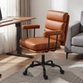 thumbnail image 2 of Erinnyees Home Office Chair with Double Layer Cushion, Comfy Desk Chair with Removable Armrests&Smooth Wheels,Adjustable Rolling Swivel Computer Chair for Study,Bedroom, Camel, 2 of 8