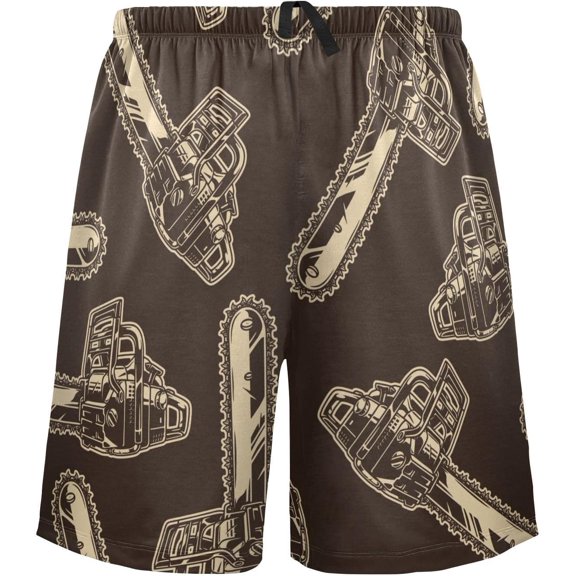 GZHJMY Sleep Short for Men, Pajama Pants with Side Pockets Elastic Waistband Drawstring, Christmas New Year Birthday Gifts, Small - Vintage Chainsaws