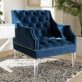 thumbnail image 3 of Bowery Hill Velvet Fabric Accent Chair in Navy Blue, 3 of 9