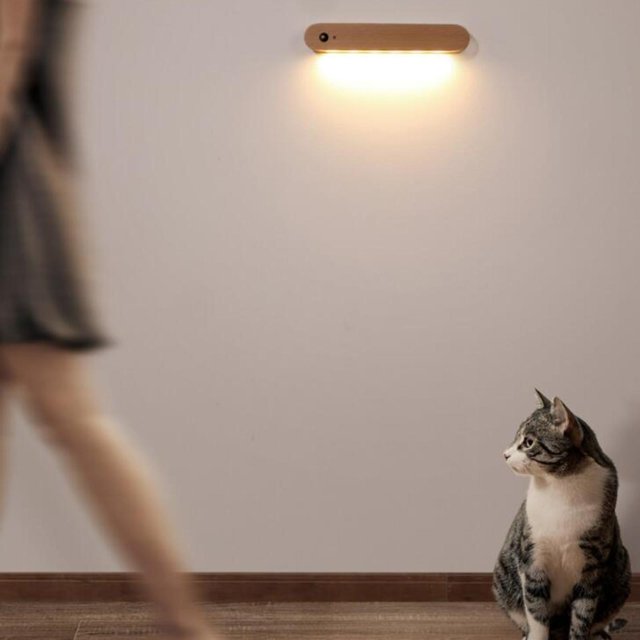 Sensor de movimiento, luz debajo del pequeña sala, lámpara de blanca cálida, iluminación magnética, luz de armario para escaleras, , loft, Salvador Dali debajo de la luz del gabinete