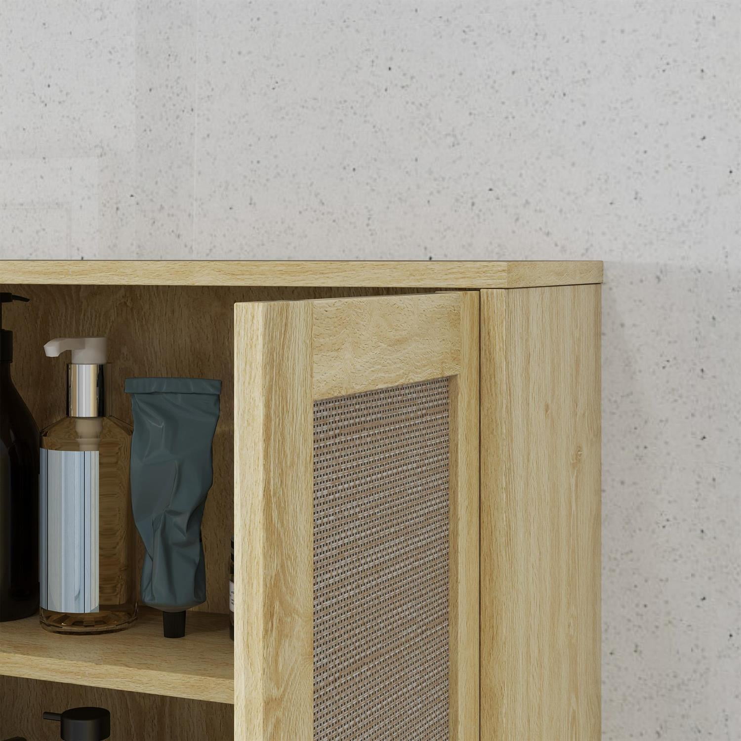 Demi Bonn 26" OverToiletStorageCabinet, 2-Door Bathroom Wall Cabinet with Adjustable Shelf for HomeStorage, Beige