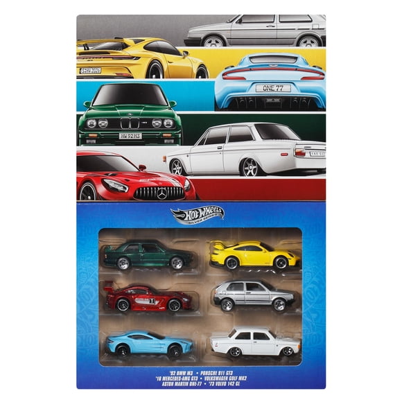 Hot Wheels 1:64 Scale Die-Cast Toy Cars, Set of 6 Euro Style Vehicles (Styles May Vary)
