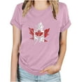 thumbnail image 2 of WREESH Casual Crew Neck T-Shirt Women's Canada Day Maple Leaf Print Summer Blouse Pink, 2 of 5
