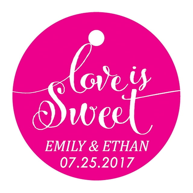 100 PCS Love is Sweet Customized Hang Tags Personalized Wedding Favor Gift Paper Tag