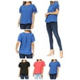 thumbnail image 6 of Women's Casual Solid Round Neck Blouse with Short Sleeves and Keyhole, 6 of 6