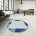 thumbnail image 4 of Ahgly Company Machine Washable Indoor Round Transitional Pale Blue Lily Blue Area Rugs, 8' Round, 4 of 7