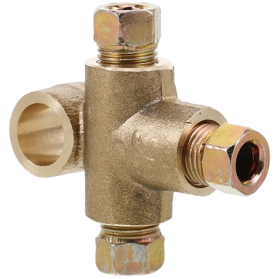 LEORX Threaded Connector Brass Brake Line Tee Golden 1Pack 1.97X1.81X0.51 In