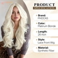 thumbnail image 3 of PHOCAS 26 Inch Long Lace Front Wig 13x3 Synthetic Deep Wave Glueless Wig for Women Pre Plucked Natural Hairline Heat Friendly Tangle Free Platinum Blonde, 3 of 9