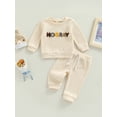 thumbnail image 2 of Newborn Baby 2Pcs Clothes  Set Letter/Rainbow Pattern Long Sleeve Crew Neck Pullover  Long Pants Set, 2 of 9