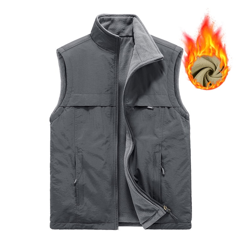 Men's Vest Jacket Leisure Outdoor Work Vests Fleece Lined Travel