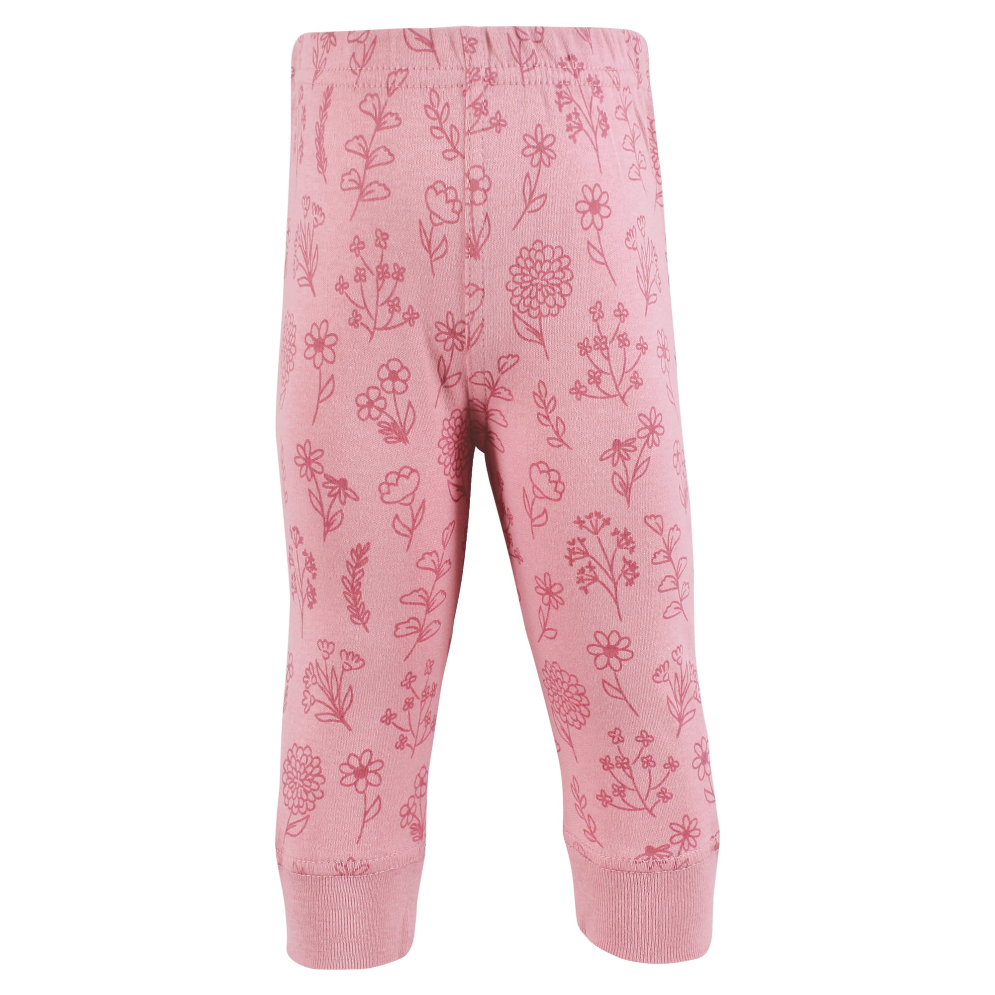 Hudson Baby Girls Cotton Pants and Leggings, Mauve Floral Love, 3-6 Months
