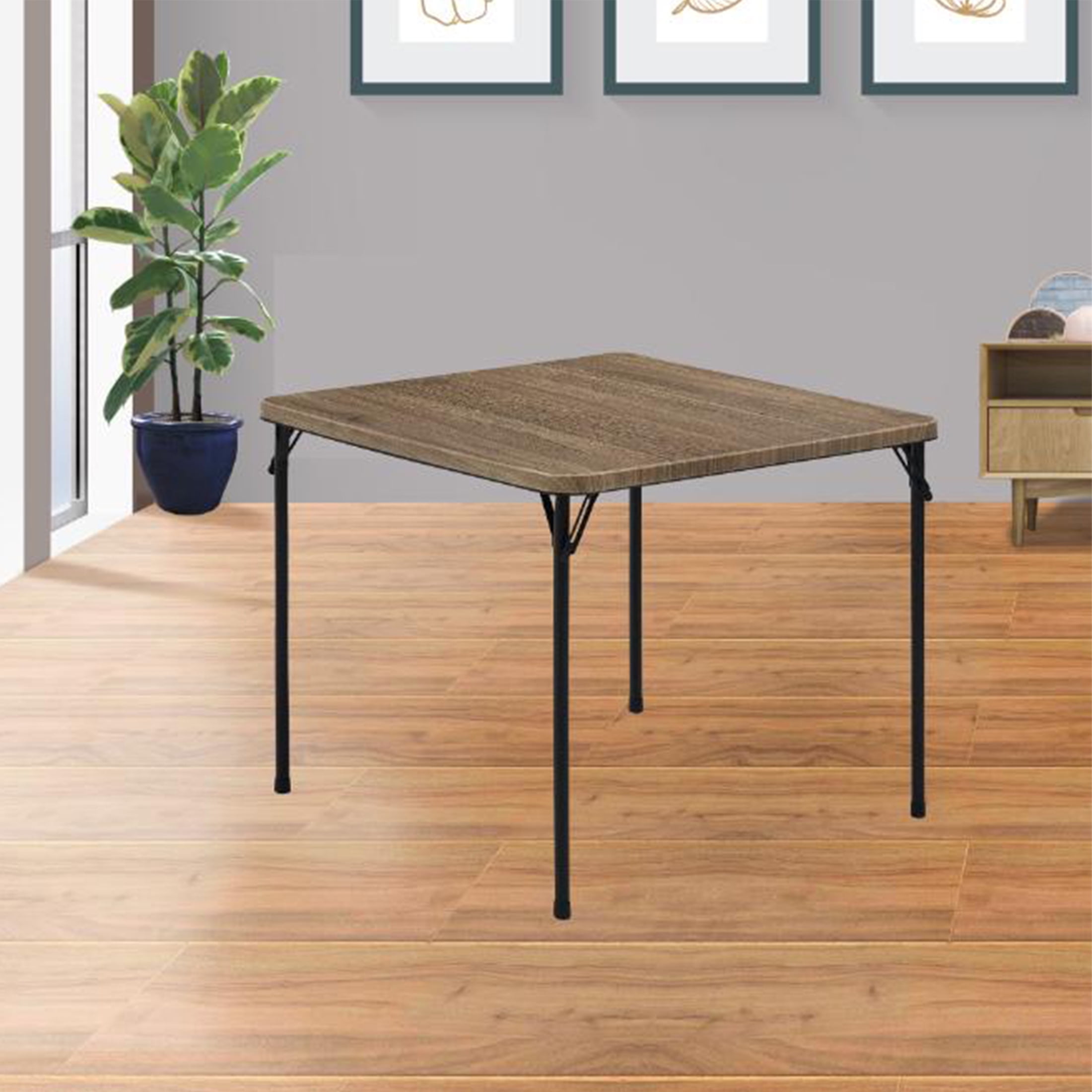 Mainstays 34" Fixed Table Top Folding Legs Card Table, Rustic Oak